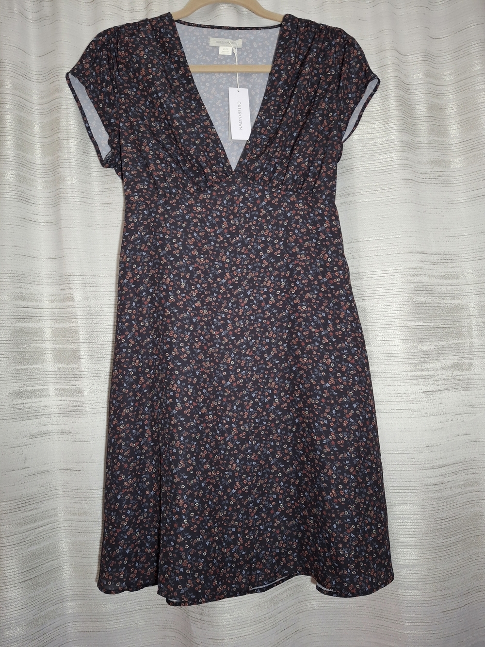 Outerknown Juniper Indigo Floral-Print Mini Dress XS